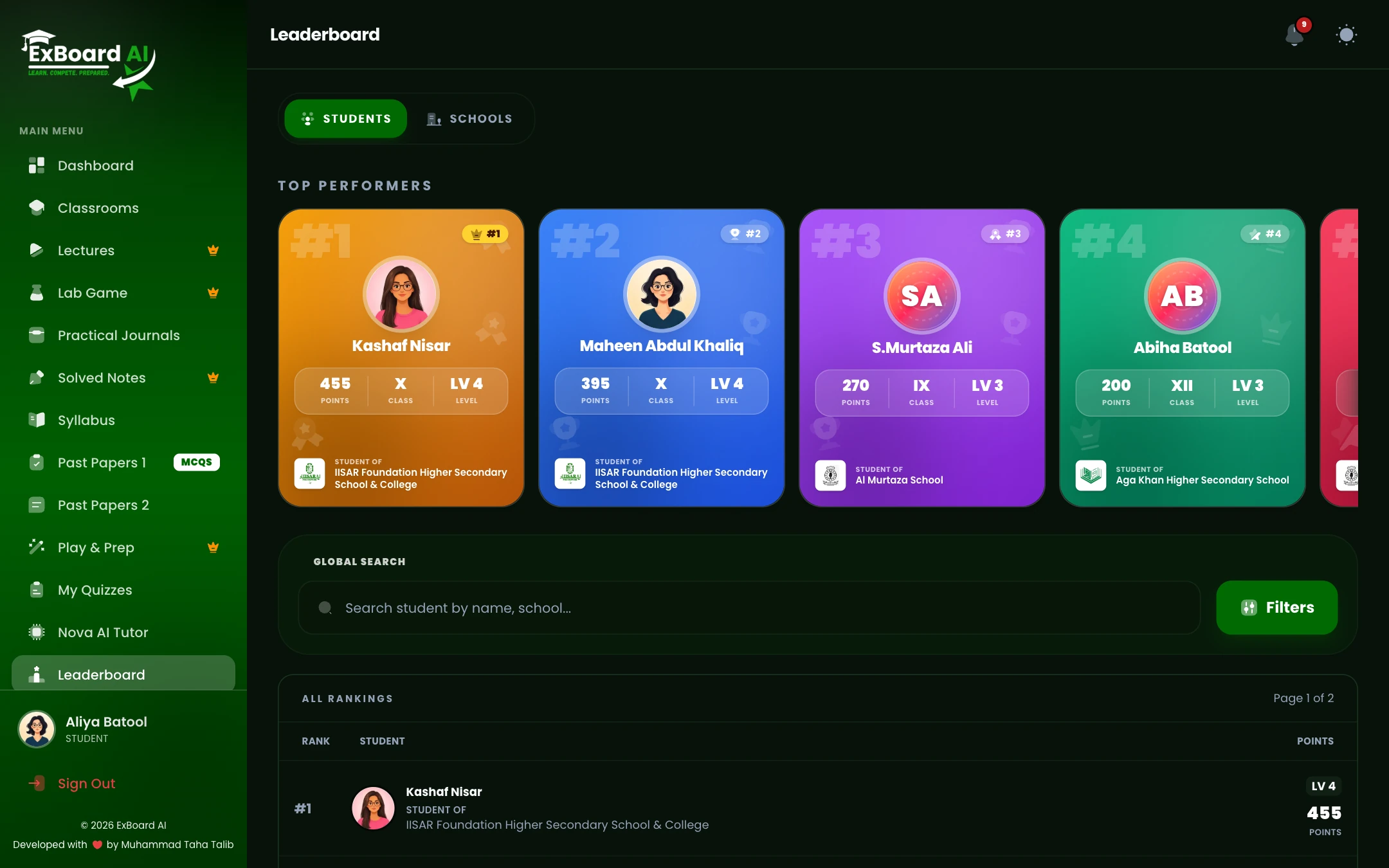 ExBoard AI Leaderboard dark